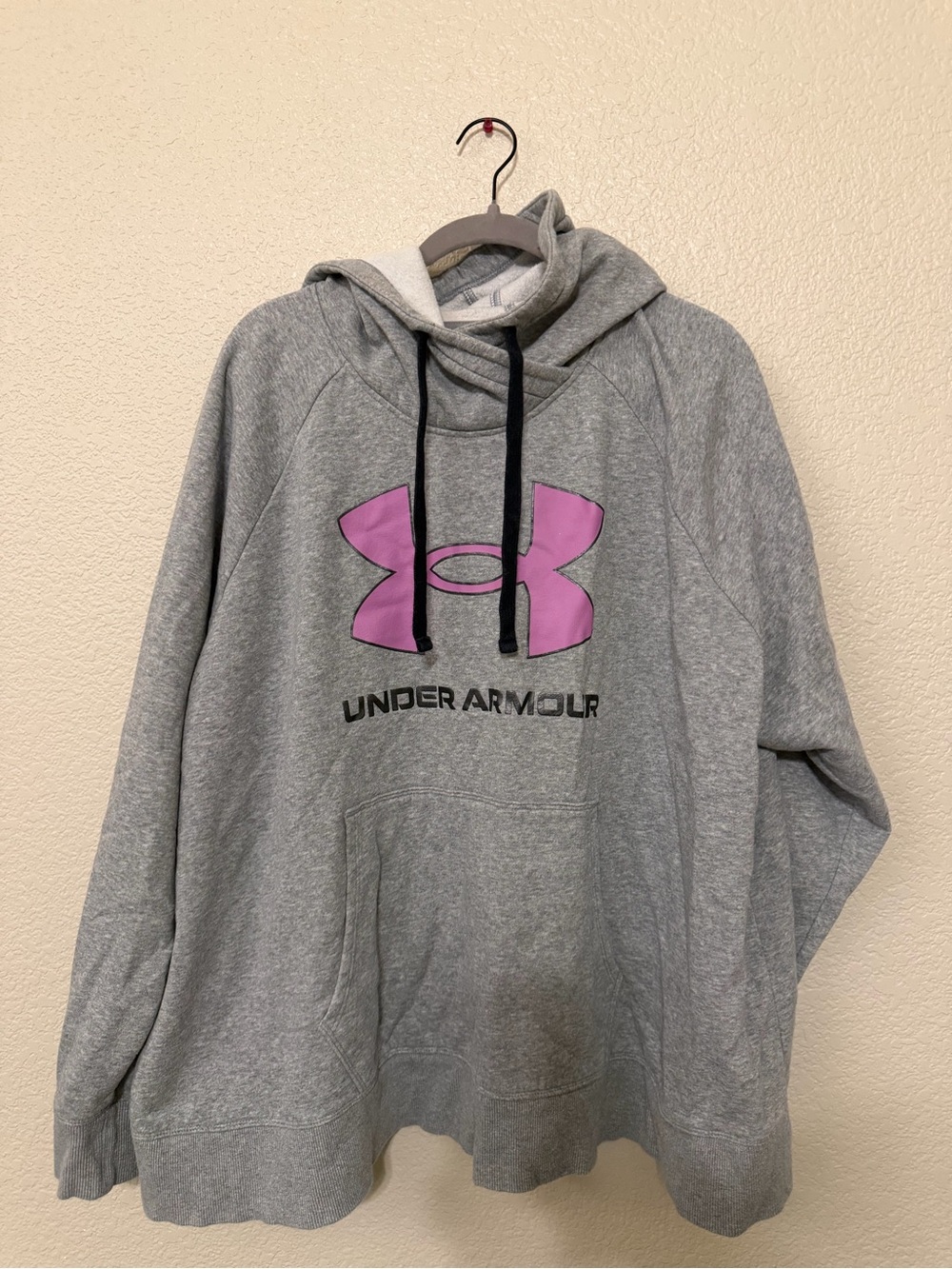 Under Armour Gray Pullover Hoodie with Pink Logo